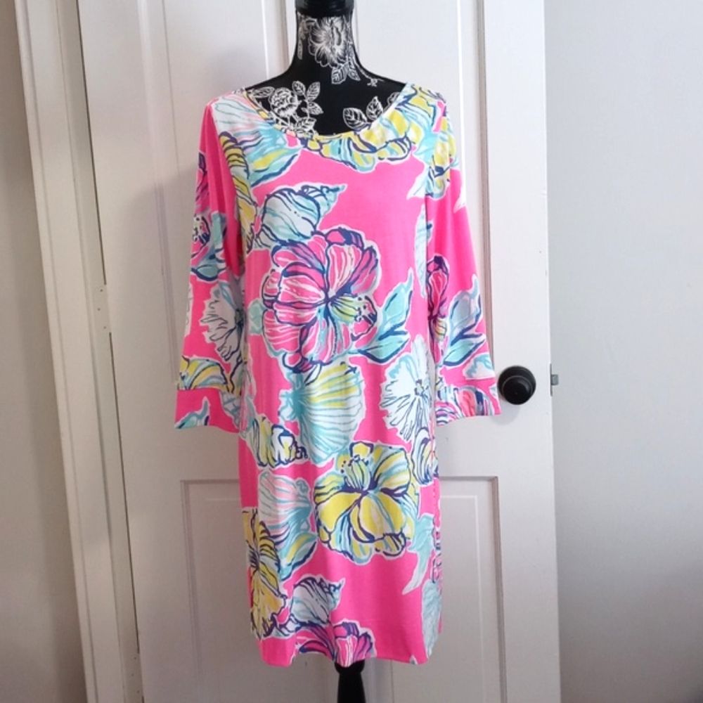 Lilly Pulitzer Vibrant Pink Floral Long Sleeve Dress